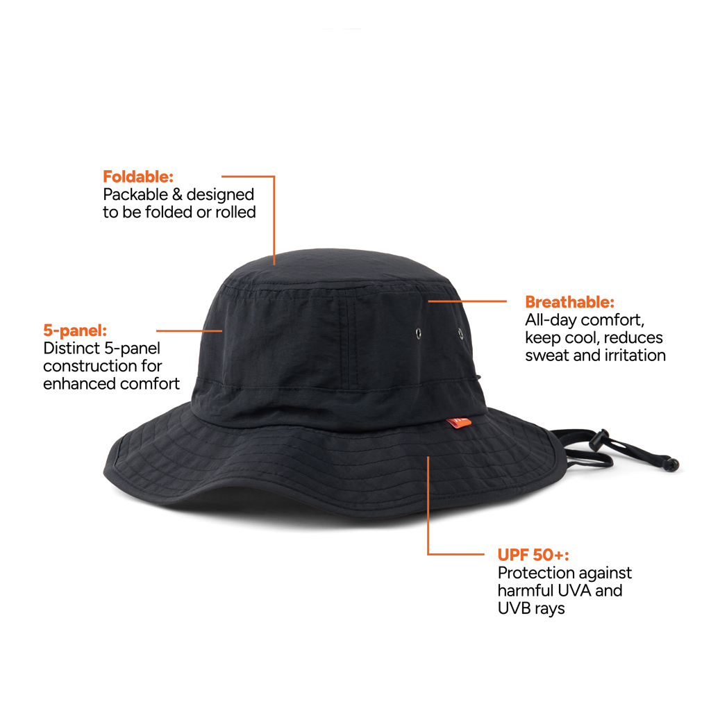 Chapeau bob noir pliable avec protection UV
