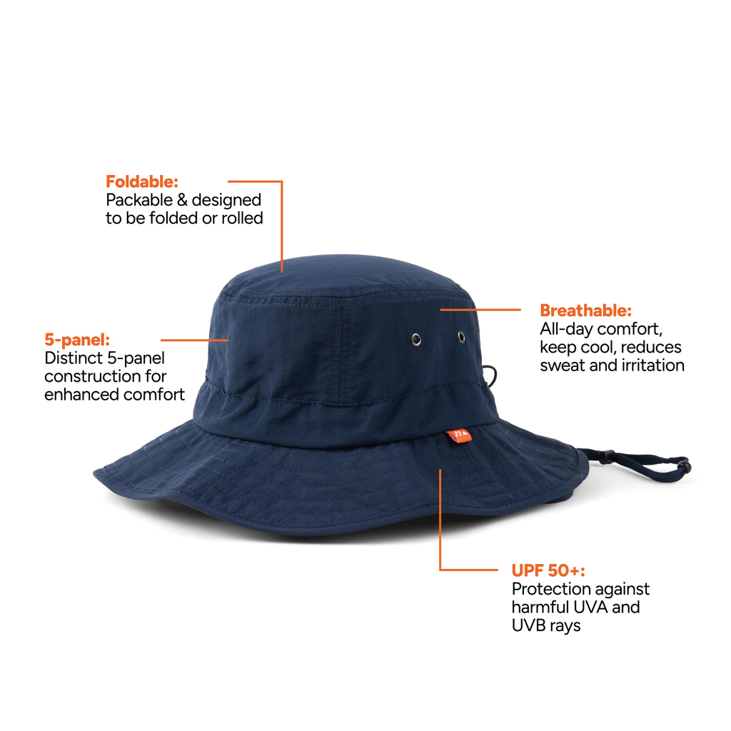 Chapeau bob bleu marine pliable UPF 50+