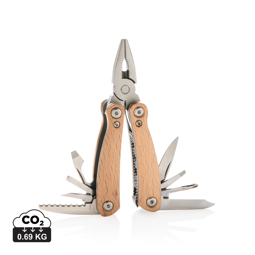 Pince multifonction manche bois outils déployés