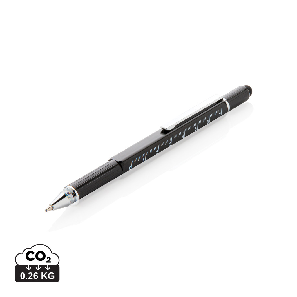 Stylo noir avec règle intégrée