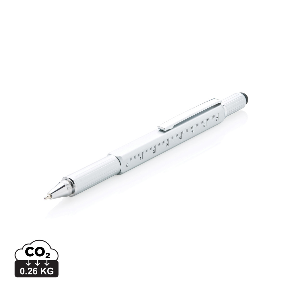 Stylo argenté avec règle graduée intégrée
