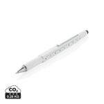 Stylo blanc avec règle intégrée et indicateur CO2