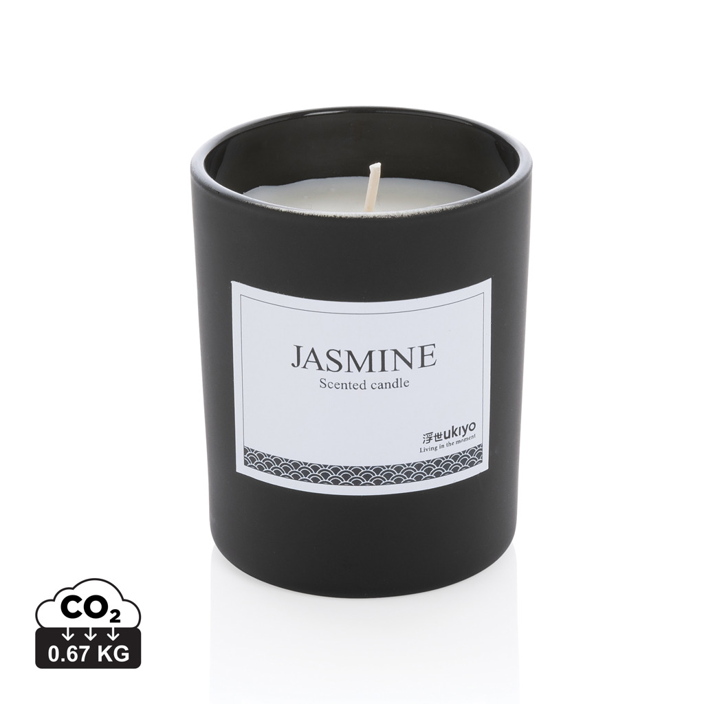 Bougie parfumée jasmin dans pot noir