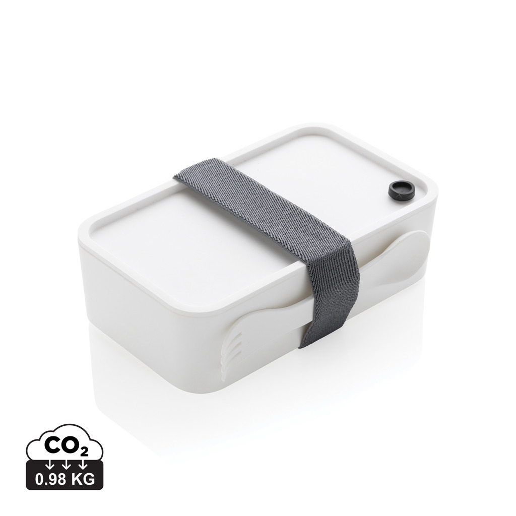 Boîte déjeuner blanche avec sangle grise