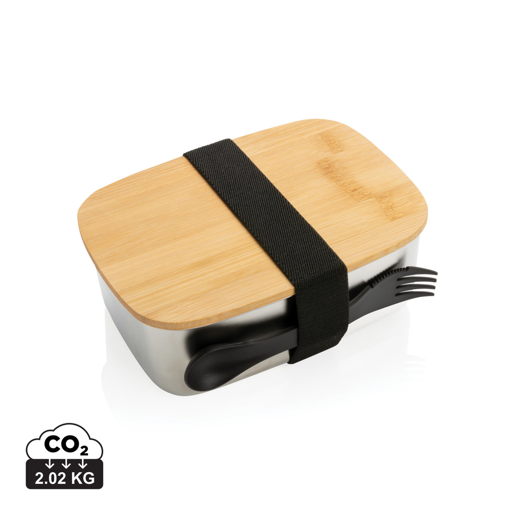 Boîte repas inox avec couvercle en bambou