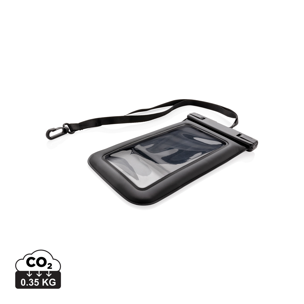 Pochette étanche noire pour smartphone avec sangle