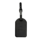 Étiquette de bagage noire en cuir avec sangle