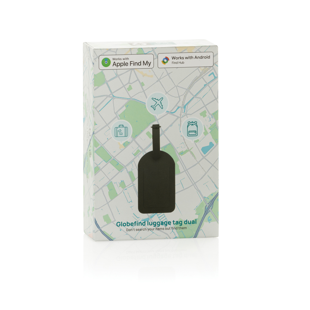 Boîte étiquette bagage connectée Globefind noire