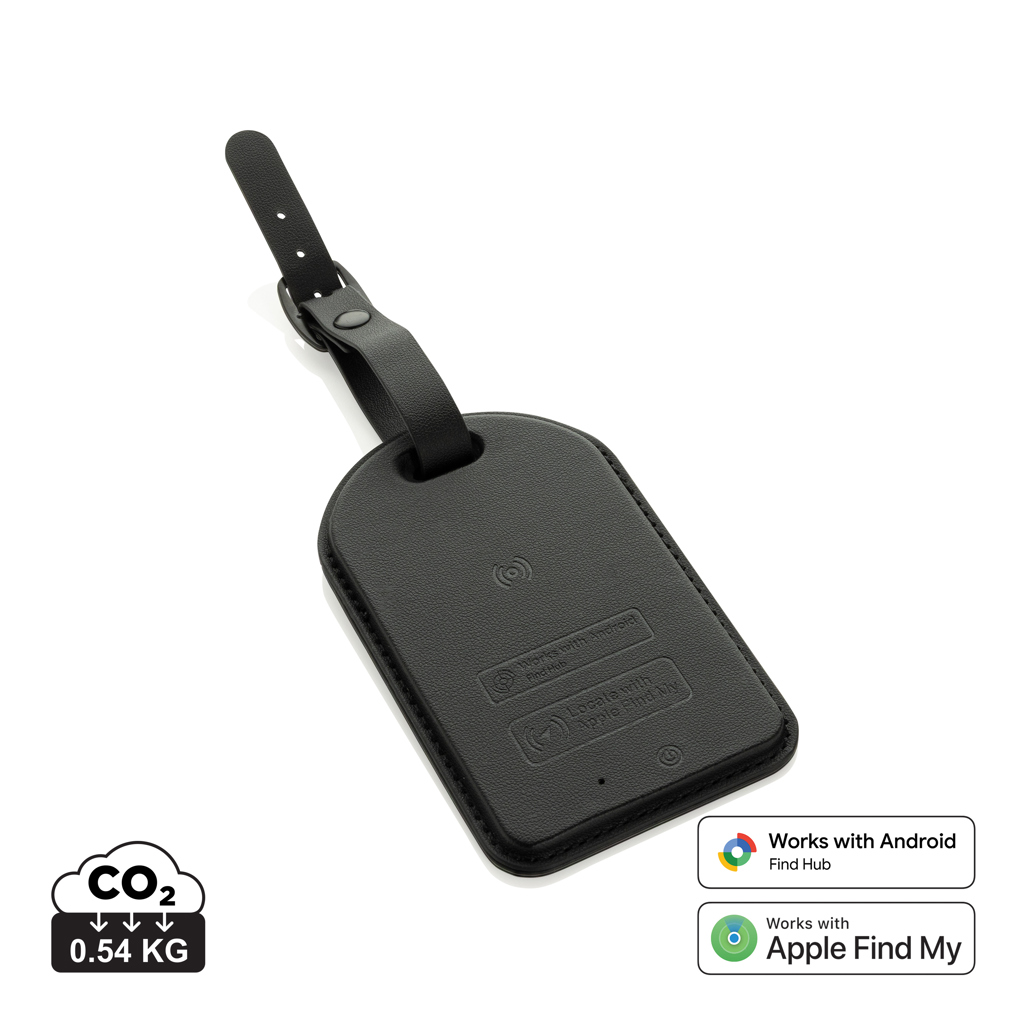 Étiquette de bagage connectée noire avec sangle