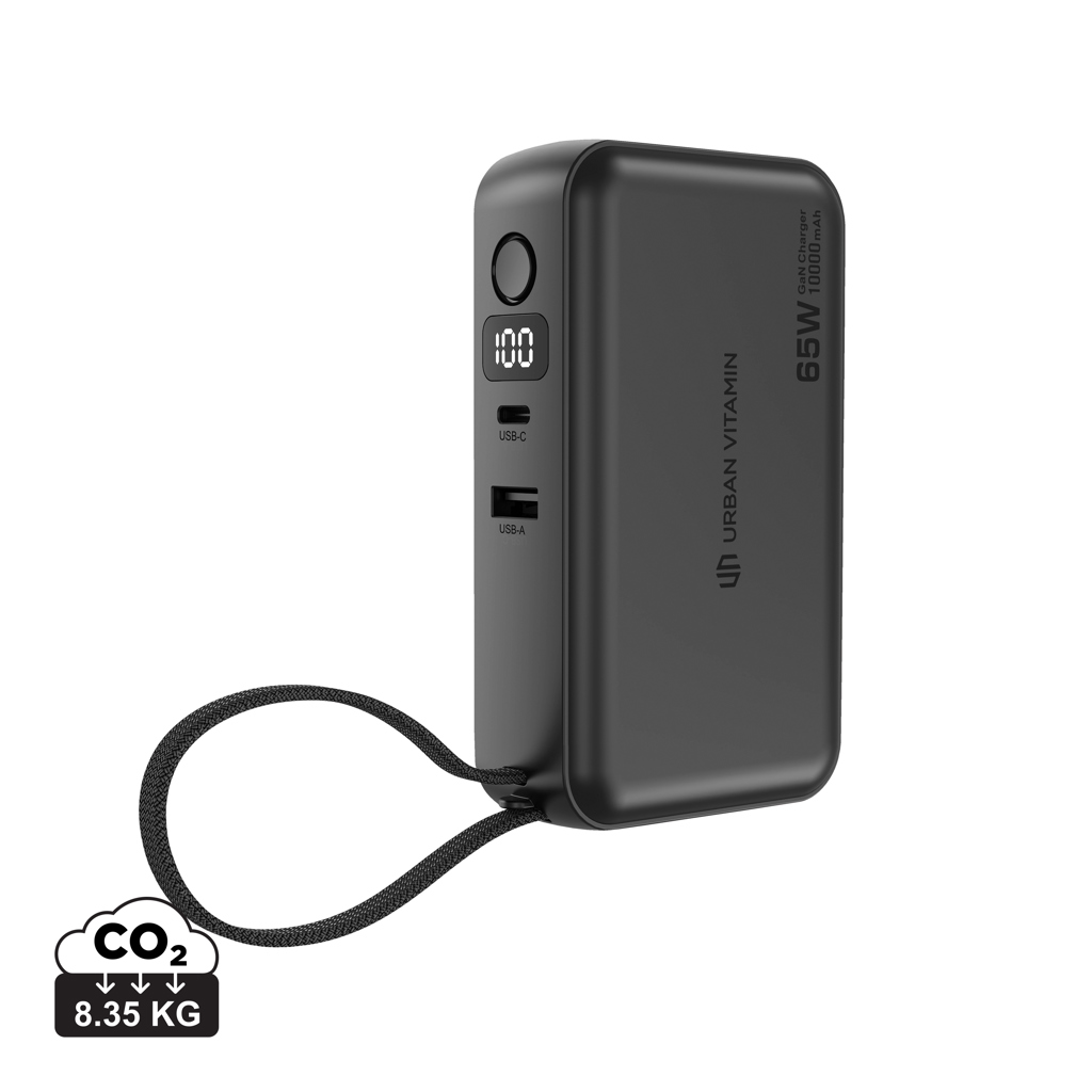 Batterie externe noire 65W 10000mAh avec écran