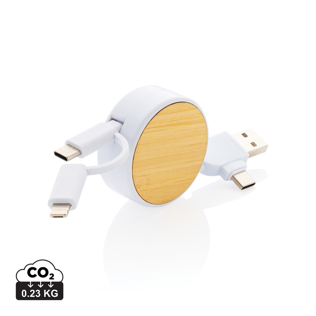 Câble de charge multi-connecteurs avec finition bois