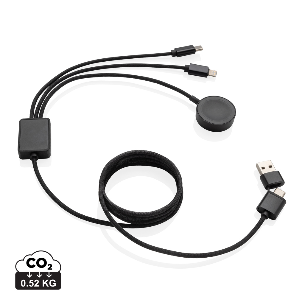 Câble de charge multiple USB noir tressé
