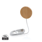 Chargeur sans fil rond en bambou avec câble USB