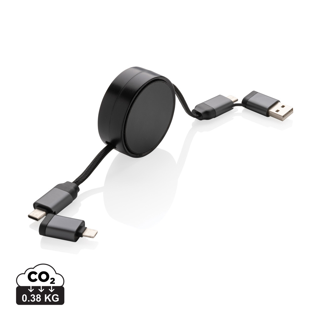 Câble de charge rétractable multi-connecteurs noir
