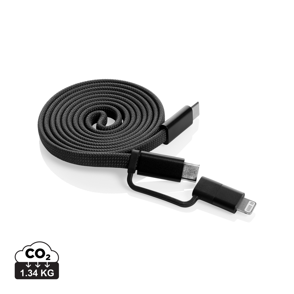 Câble de charge tressé multi-connecteurs noir