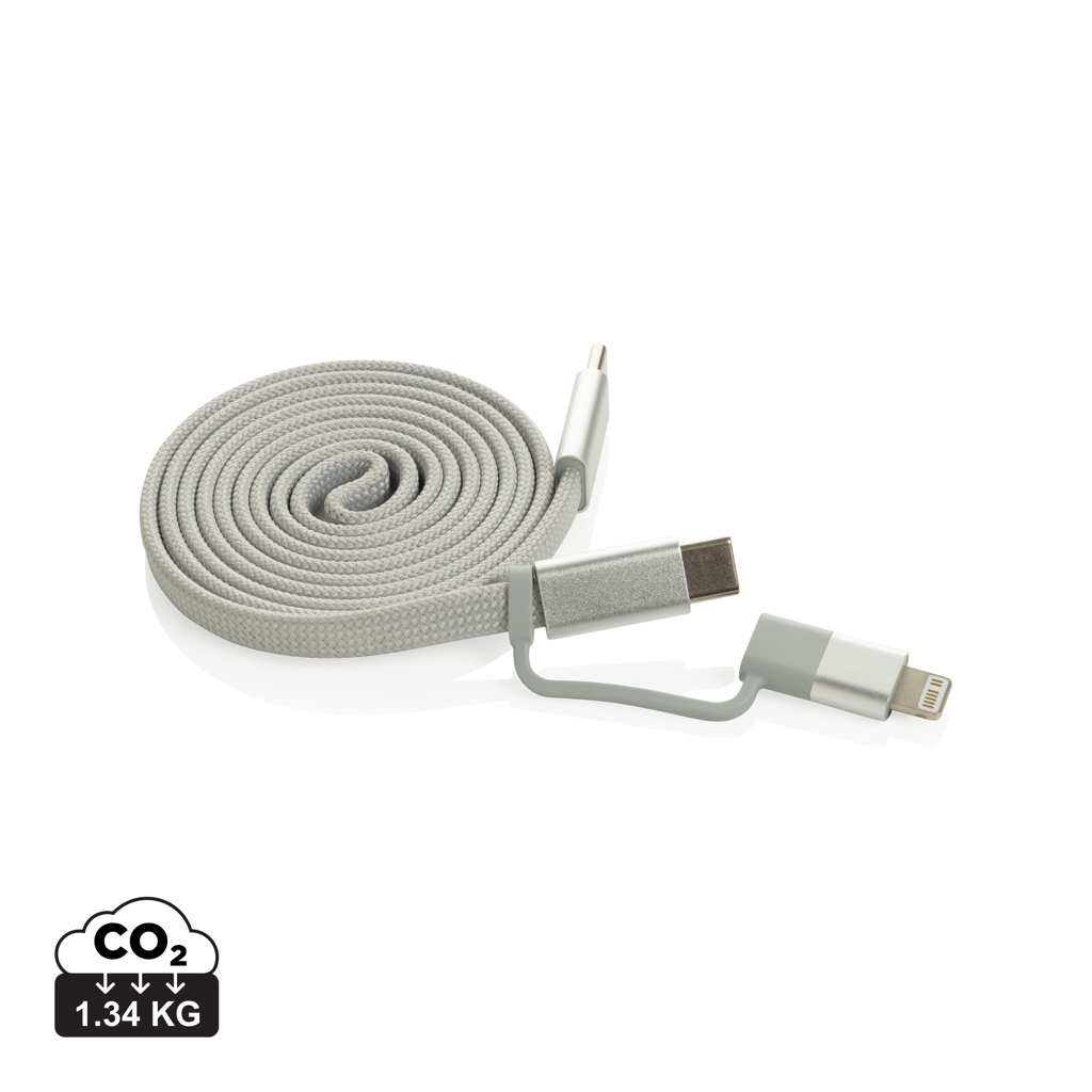 Câble de charge multi-connecteurs tressé blanc