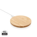 Chargeur sans fil rond en bambou avec câble