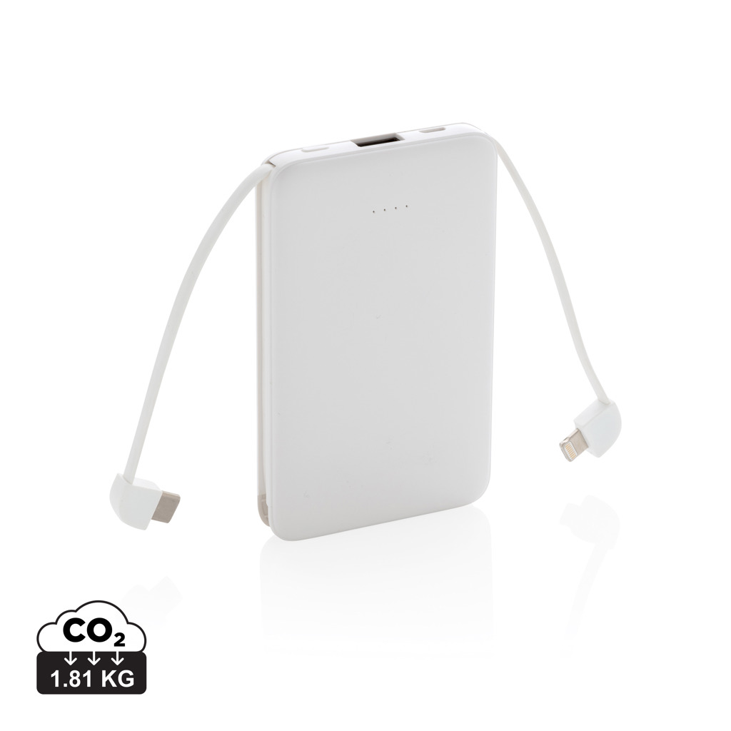 Batterie externe blanche avec câbles intégrés