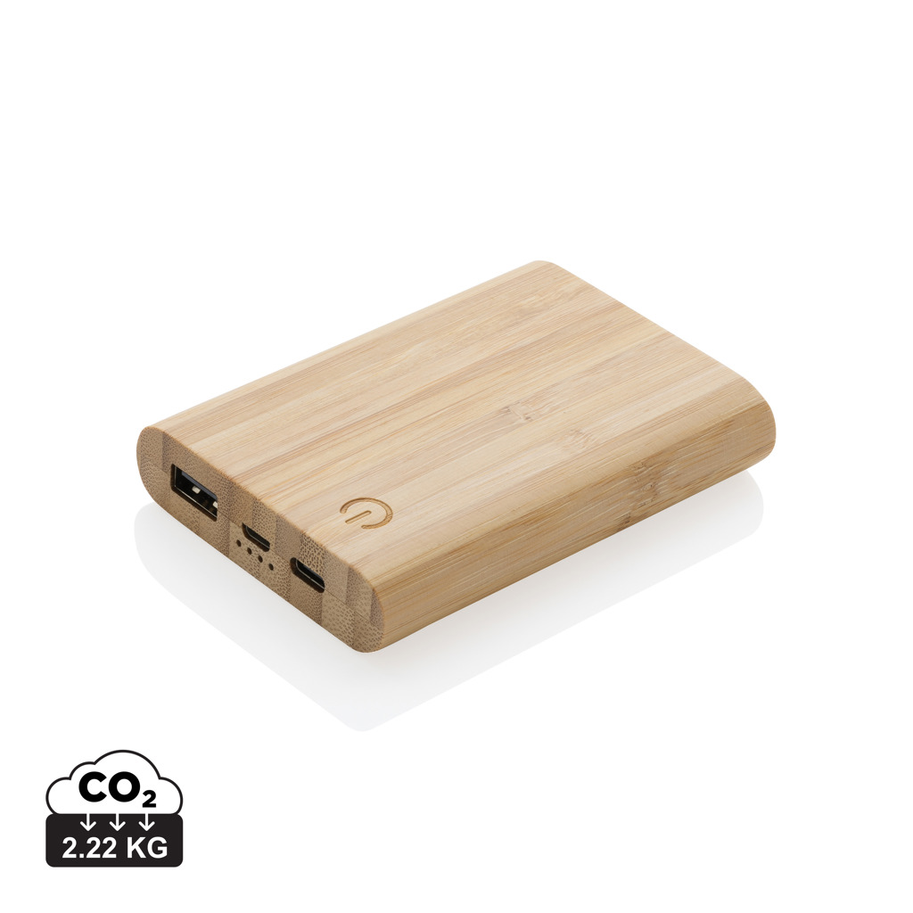 Batterie externe en bambou avec ports USB