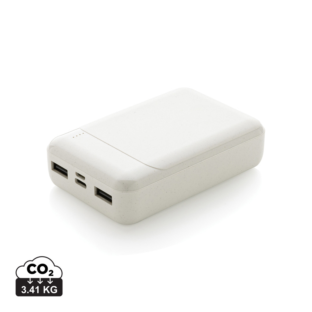 Batterie externe blanche avec ports USB