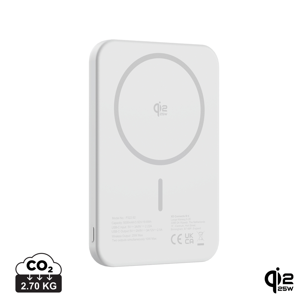 Batterie externe magnétique blanche Qi2 25W