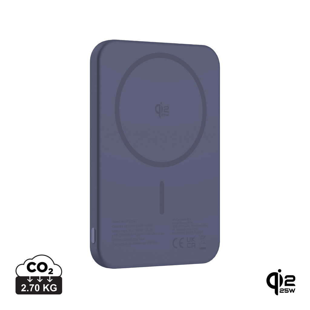 Batterie externe magnétique Qi2 25W bleue