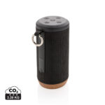 Enceinte Bluetooth portable noire avec base en liège