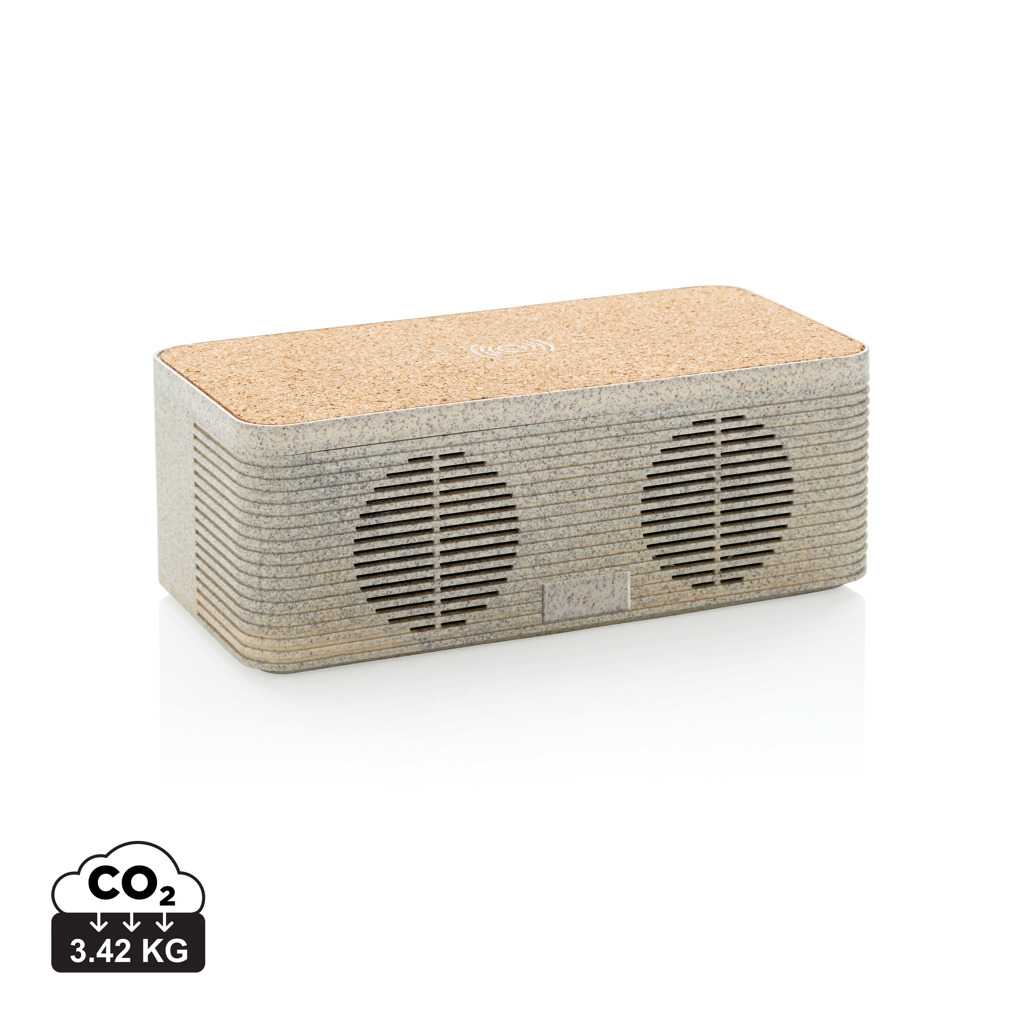 Enceinte Bluetooth rectangulaire en liège avec double haut-parleur