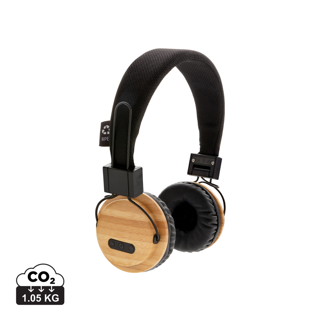 Casque audio en bois et noir écologique