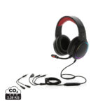 Casque gaming noir avec micro et câbles