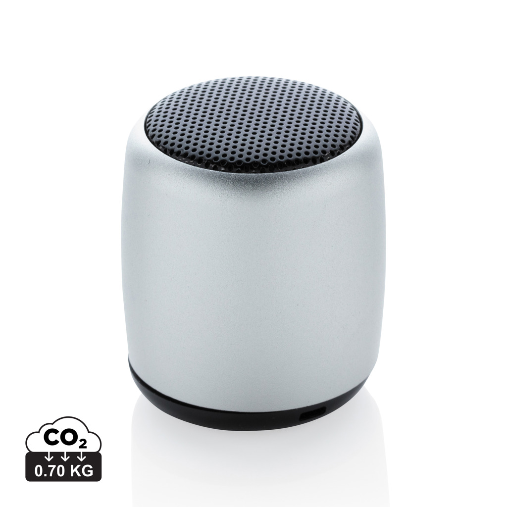 Enceinte portable cylindrique grise avec grille noire