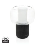 Lampe design avec base noire et globe en verre