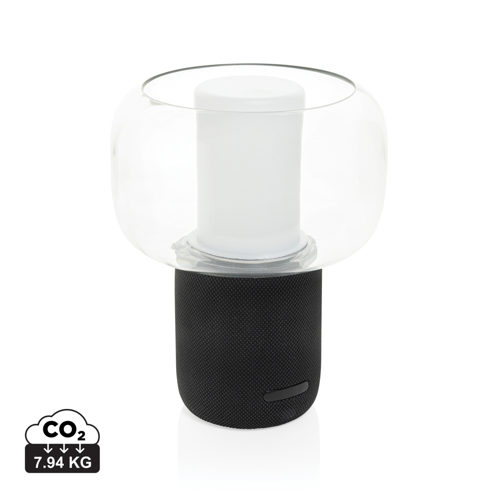 Lampe design avec base noire et globe en verre
