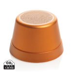 Enceinte portable orange métallique avec grille perforée