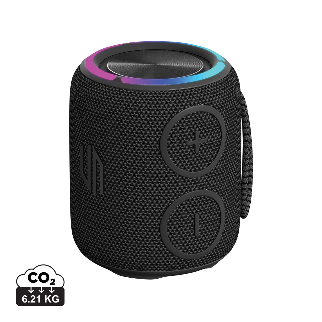 Enceinte Bluetooth portable noire avec éclairage LED