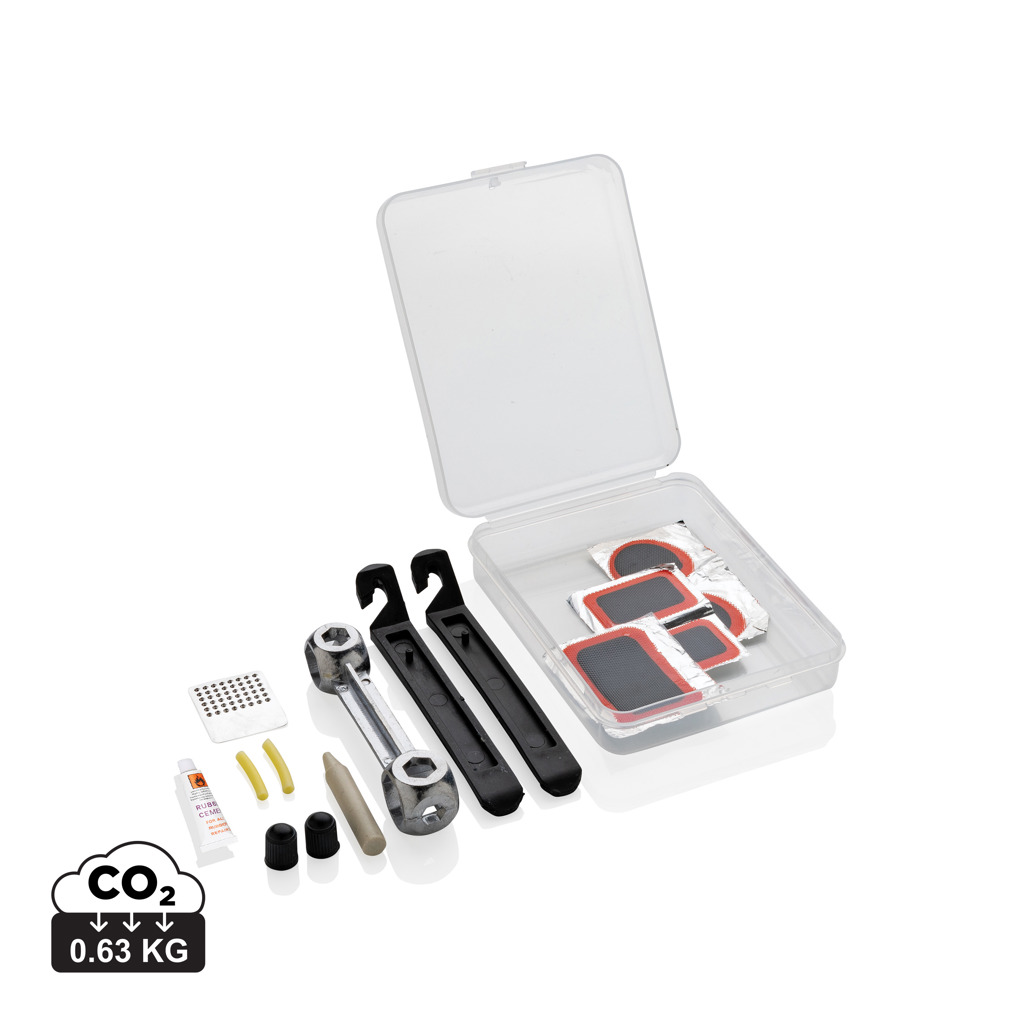 Kit de réparation vélo avec rustines et outils