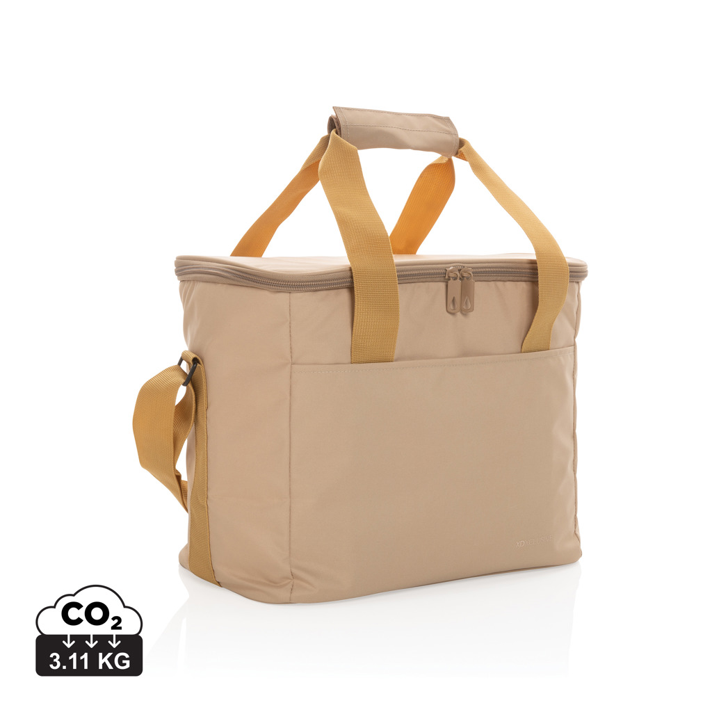 Sac isotherme beige avec bandoulière jaune