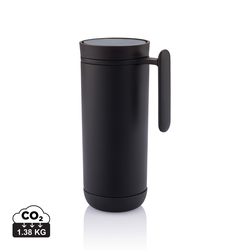 Mug isotherme noir avec poignée et couvercle