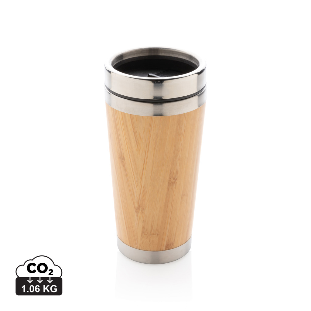 Gobelet isotherme en bambou et acier inoxydable
