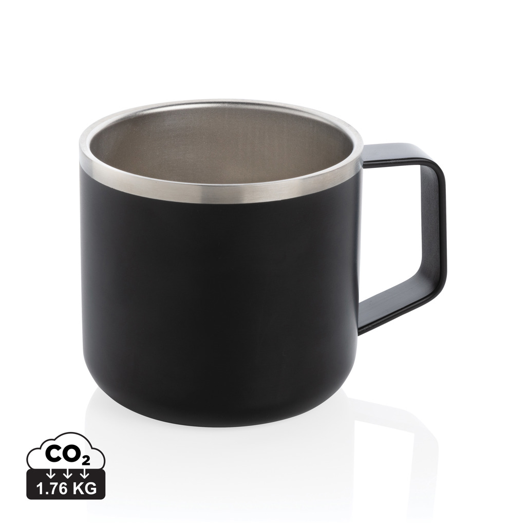 Tasse noire en acier inoxydable avec anse