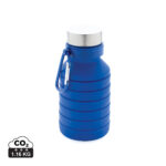 Gourde pliable bleue avec mousqueton et bouchon métal