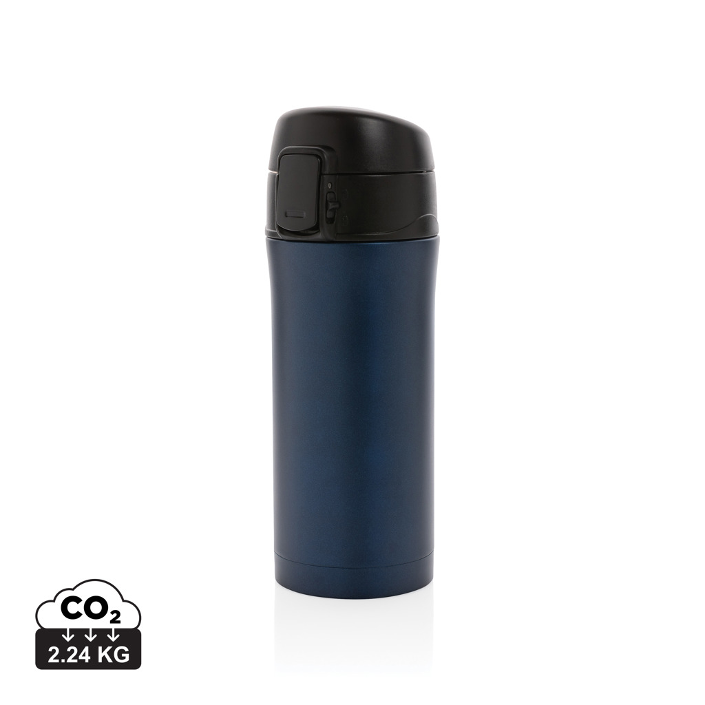 Mug isotherme bleu foncé avec couvercle noir