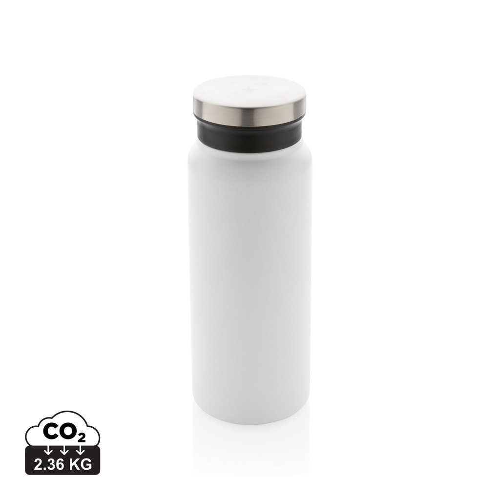 Gourde blanche réutilisable avec bouchon en acier