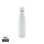 Bouteille isotherme blanche réutilisable sur fond blanc