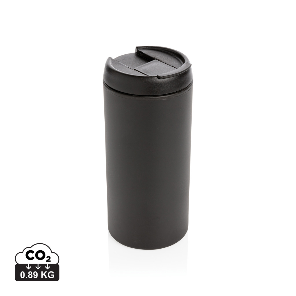 Gobelet isotherme noir réutilisable avec couvercle