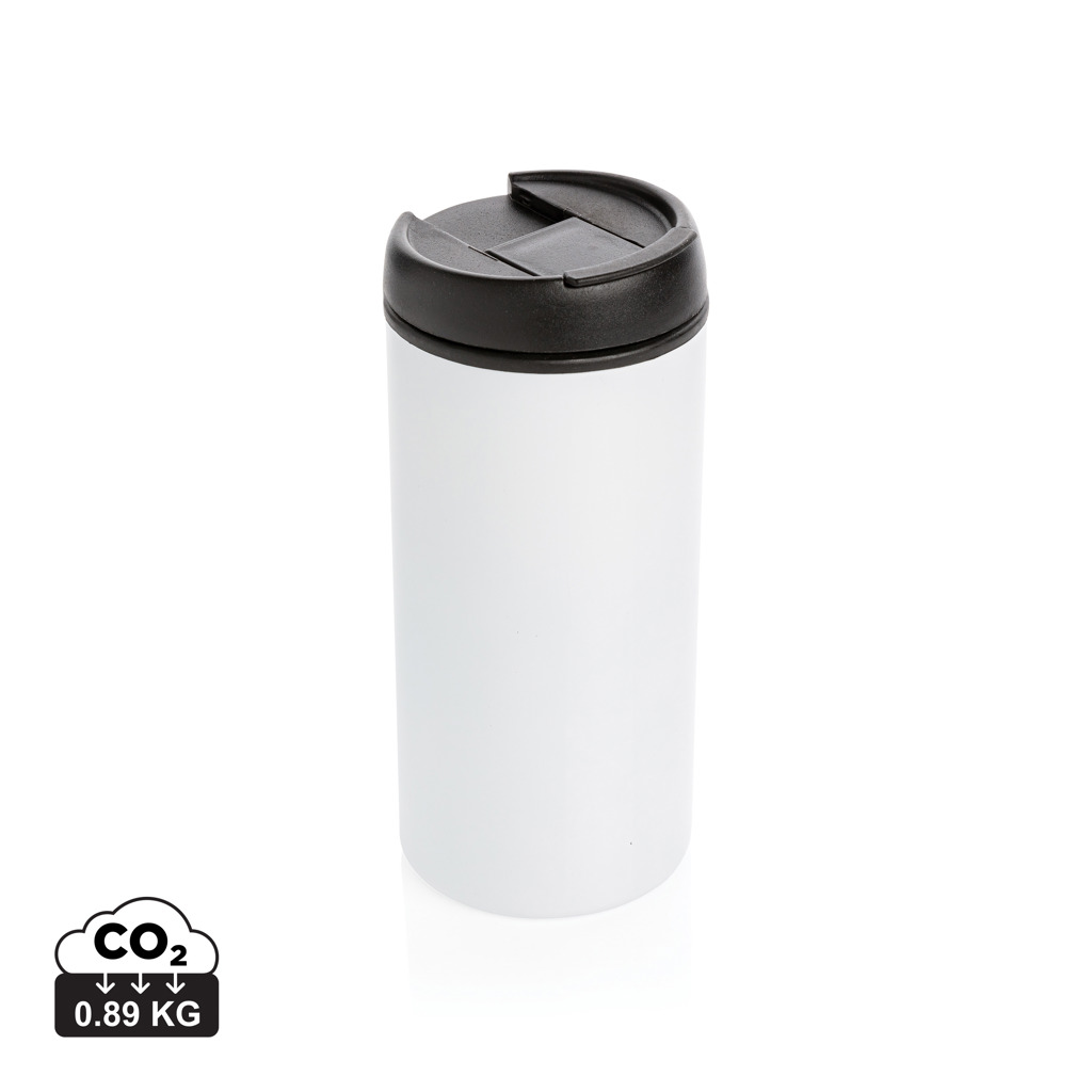 Gobelet isotherme blanc avec couvercle noir