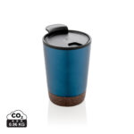 Gobelet isotherme bleu réutilisable avec couvercle noir