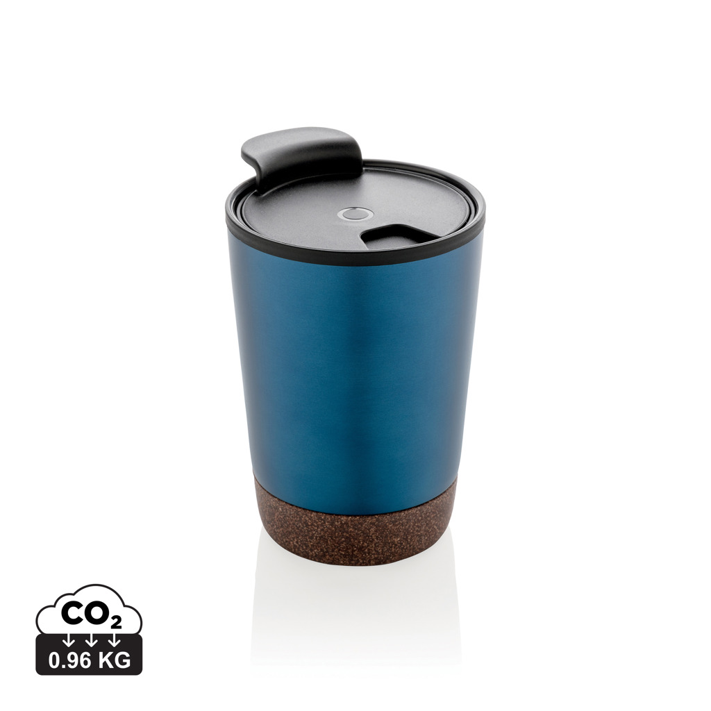 Gobelet isotherme bleu réutilisable avec couvercle noir