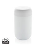 Boîte cylindrique blanche avec couvercle, fond neutre
