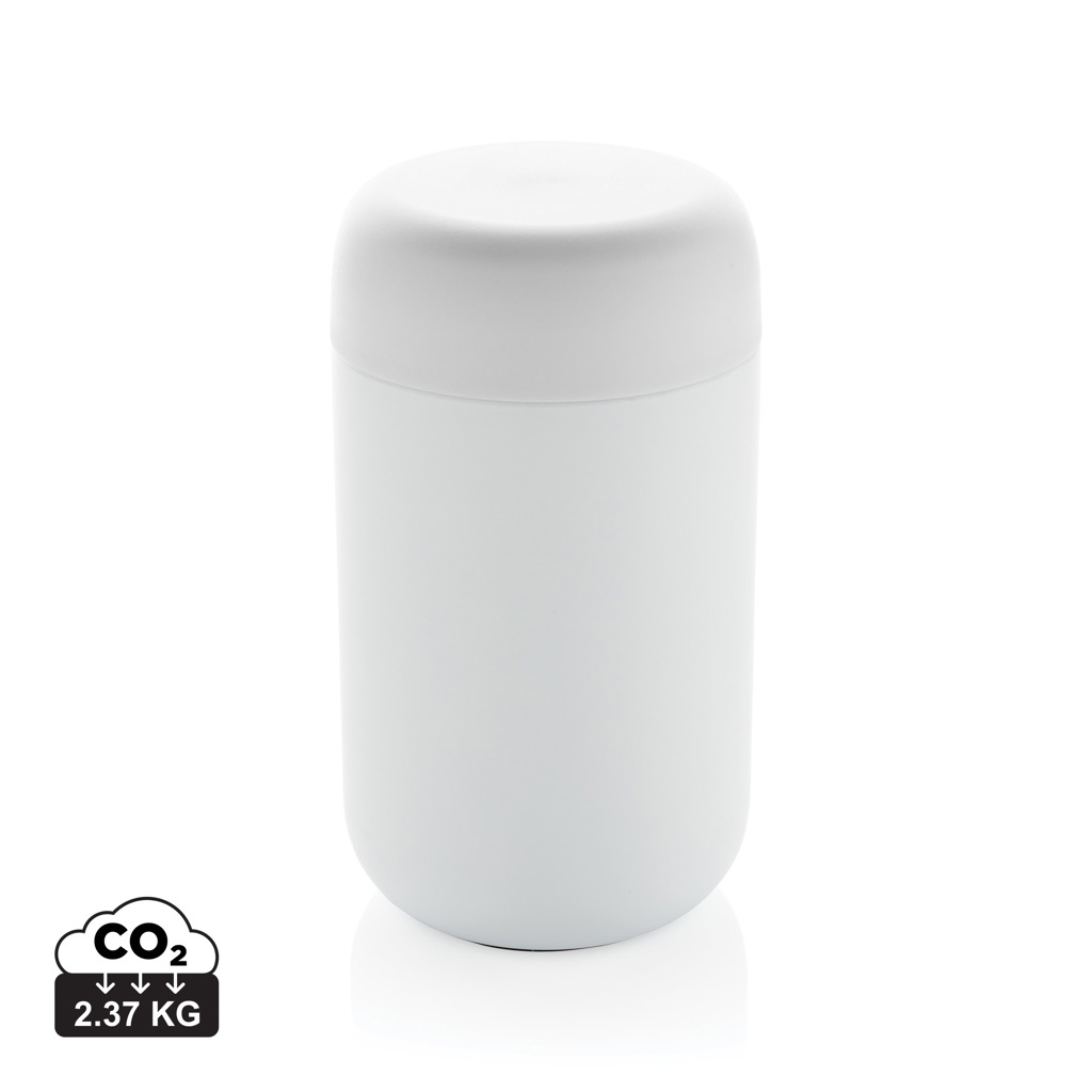 Boîte cylindrique blanche avec couvercle, fond neutre